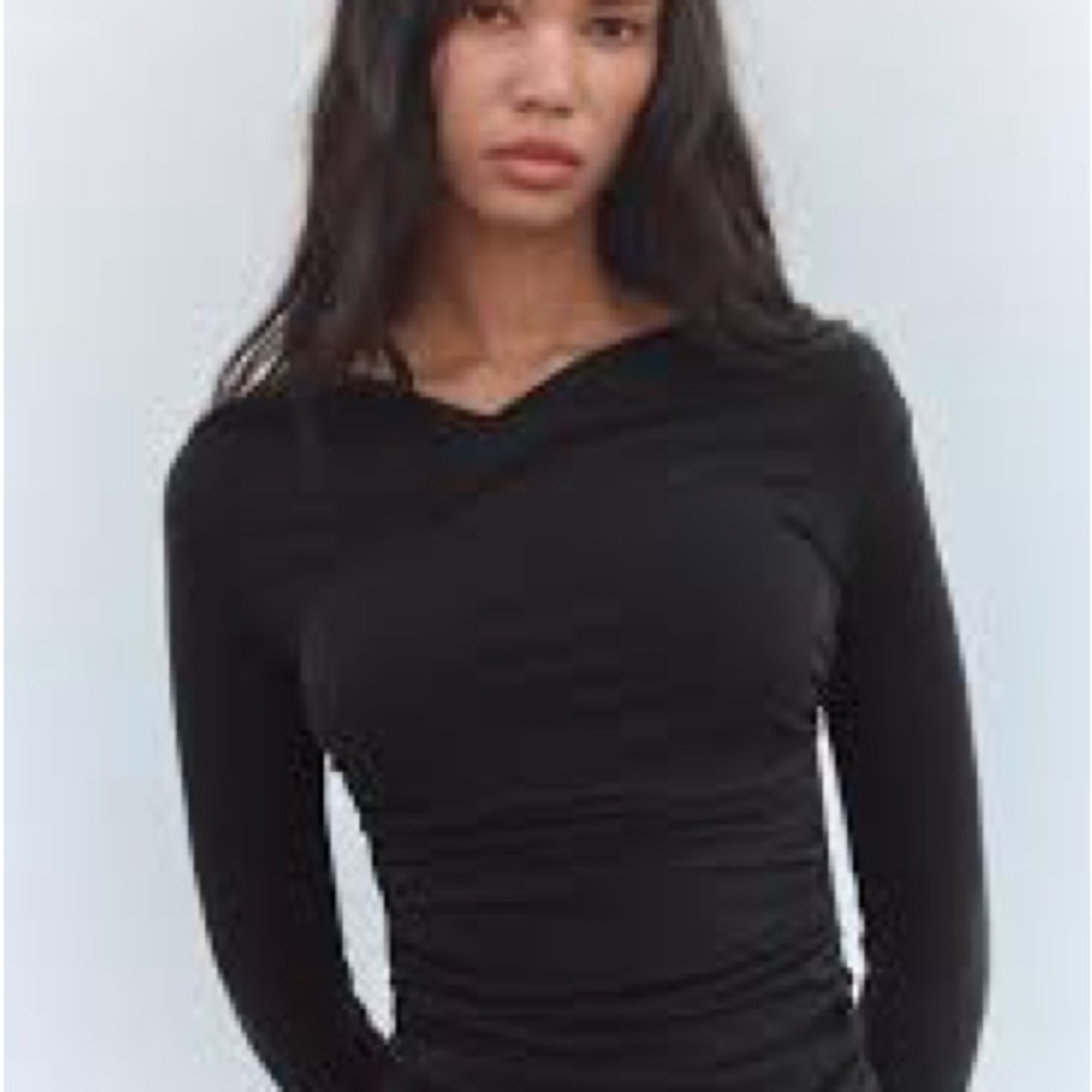 ZARA NWOT Classic Draped Black Women's Top- Size Large